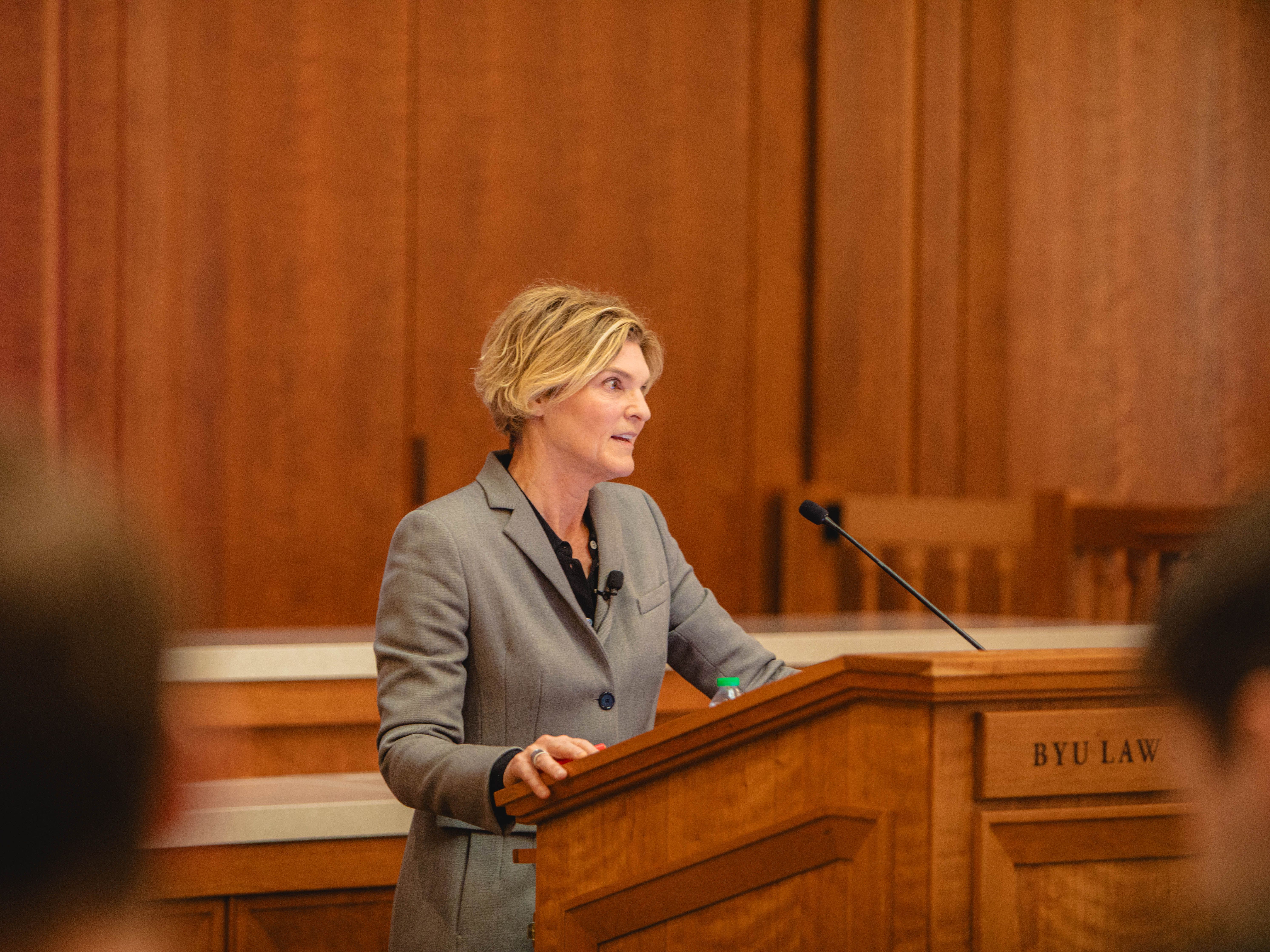 Jody Freeman speaking at BYU Law