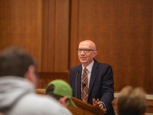  Gregg Nunziata speaking at the BYU Law Forum. March 4, 2026.