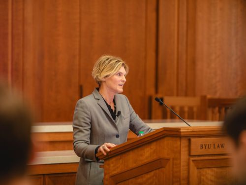 Jody Freeman speaking at BYU Law